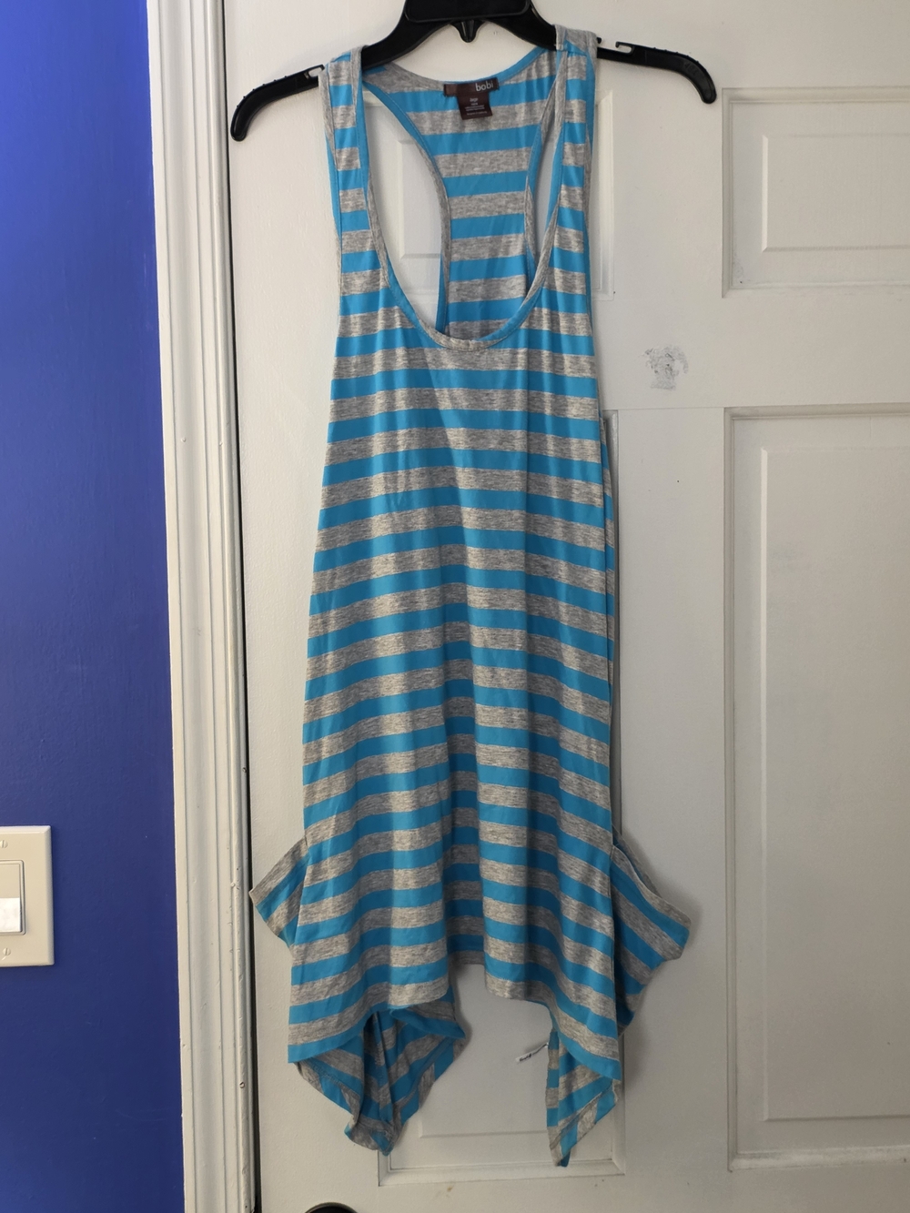 bobi Blue and Gray Striped Racerback Tank